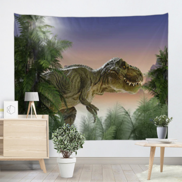 Dinosaur Tapestry Wild Anicient Animals Wall Hanging Tropical Rain Forest Jungle Natural 3D Wall Blanket for Children Bedroom Li