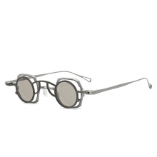 Vintage Handmade Pure Titanium Sunglasses Round Titanium Clip-On Sunglasses Manufactory