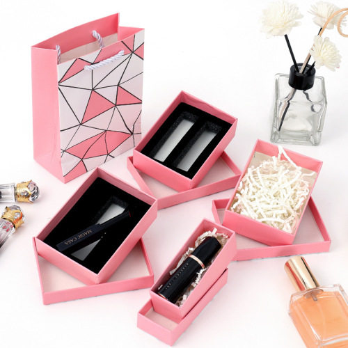 Cosméticos Set de lápiz labial Cajas de regalo de papel rosa