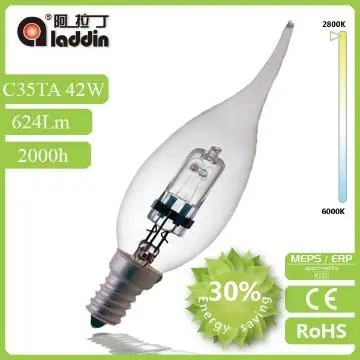 C35 tailed 42W=60W 230/120V E14/E27 halogen bulb