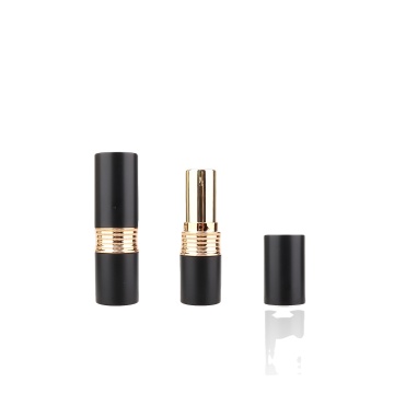 Wholesale ABS PP Plastic Glossy Black Gold Lipstick Case Shell Empty Lipbalm Tube Cylinder