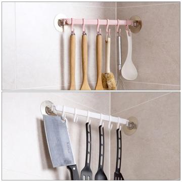 6 Even Row Of Hooks Strong Adhesive Hook Kitchen Shelves For Wall Hanging Bathroom Shelf Nail-free Seamless Rack Hanger Hook