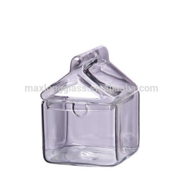 Borosilciate Glass Candy Jar with house shape