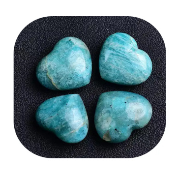 High-Quality Natural Amazonite Crystal Hearts for Home Decor and Feng Shui
