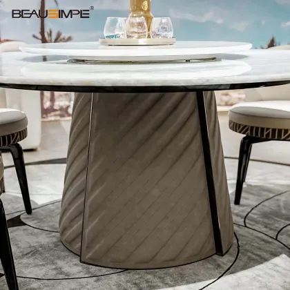 Elegant Blue & White Marble Dining Table Collection