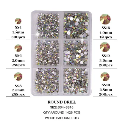 Qianya Wholesale 6 Grid Nail Rhinestones Kit