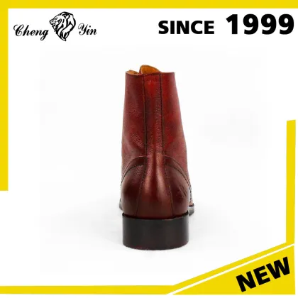 New arrival classy winter red leather men dress shoes genuine leather boots