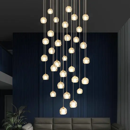 Modern Hanging Warm White Crystal LED Pendant Light for Staircase