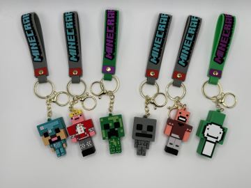 Playful Minecraft Piglin PVC Keychain Accessory