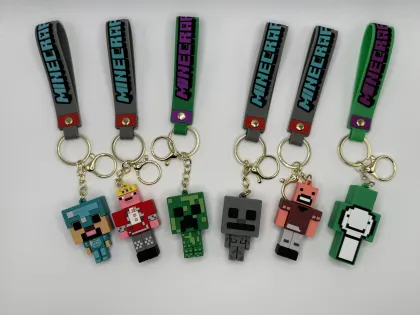 Playful Minecraft Piglin PVC Keychain Accessory