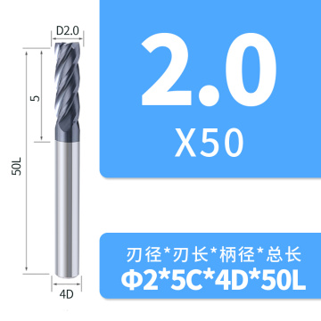 45HRC Carbide Flat End Mill 4f Coating negro
