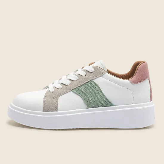 2021 wavy design side microfiber white lady shoes