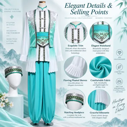 Modern Chinese Folk Dance Costume Outfit Headpiece