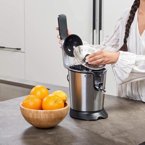 Presse-agrumes électrique 300W Easy Press Extracteur de jus d&#39;orange en acier inoxydable Double Direction Citron Lime Pamplemousse Agrumes Presse-agrumes