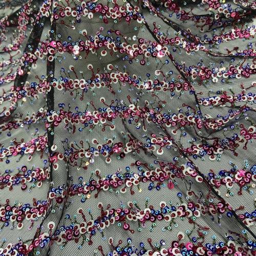 Bright Multicolor Poly Mesh Embroidery Fabric