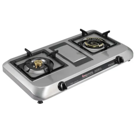 Stainless Steel Table Twin Burners Gas Cooker Stove for Home and Hotel Use
