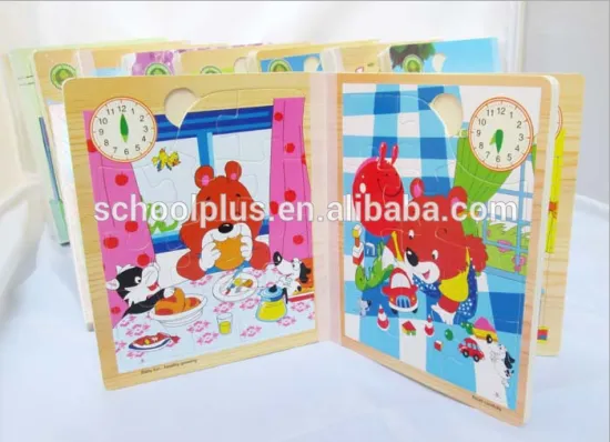 Wooden jigsaw story book puzzle educational toy for kids
