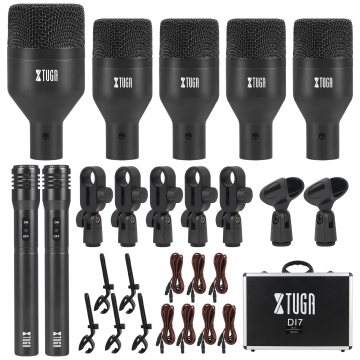 Kit di microfono a tamburo di condensatore professionale DI7 - 7 pezzi MIC Set con custodia di volo per spettacoli teatrali