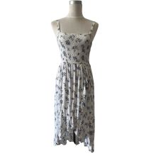 Smocked Squre Neck Straps Floral Print Dress