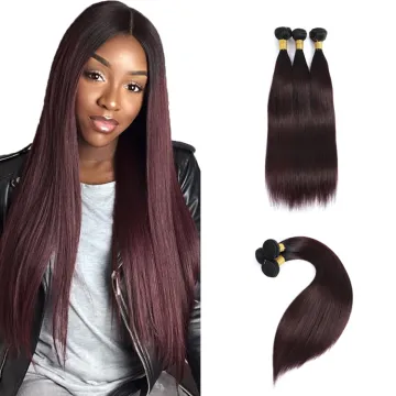 Free Sample 99J Straight hair bundles with closure Cuticle Aligned Virgin Brazilian double drawn 100% human hair bundles