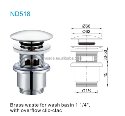 YINADA Brass Basin Waste Drainer for Bathroom