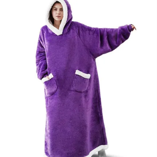 Hoodies Sweatshirt Sherpa Blanket with long Sleeves tv blanket Hoody Hooded Flannel Wearable Blanket With Sleeves