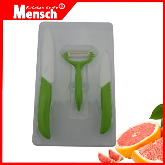 3 pcs ceramic cooking knife set with ceramic peeler