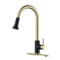 Black Stainless Kitchen Faucet and Gold Mixer Tap