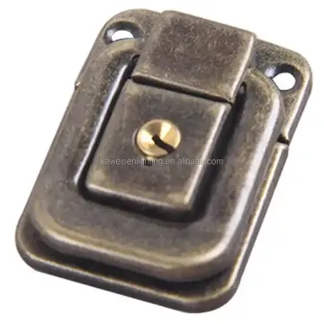 Antique Brass Box Hasp Latch Chest Lock with Steel Toggle, Buckle Clip Clasp and Screw