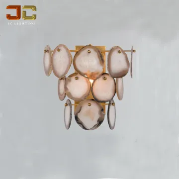 Nordic Style JC Lighting Agate Stone Sconce Crystal Flower Wall Lamp for Gallery