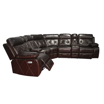 Corner Leather Electric Recliner Sofa with USB