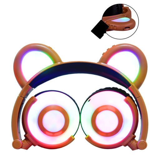 patent cute bear ears headphones with shinning lights
