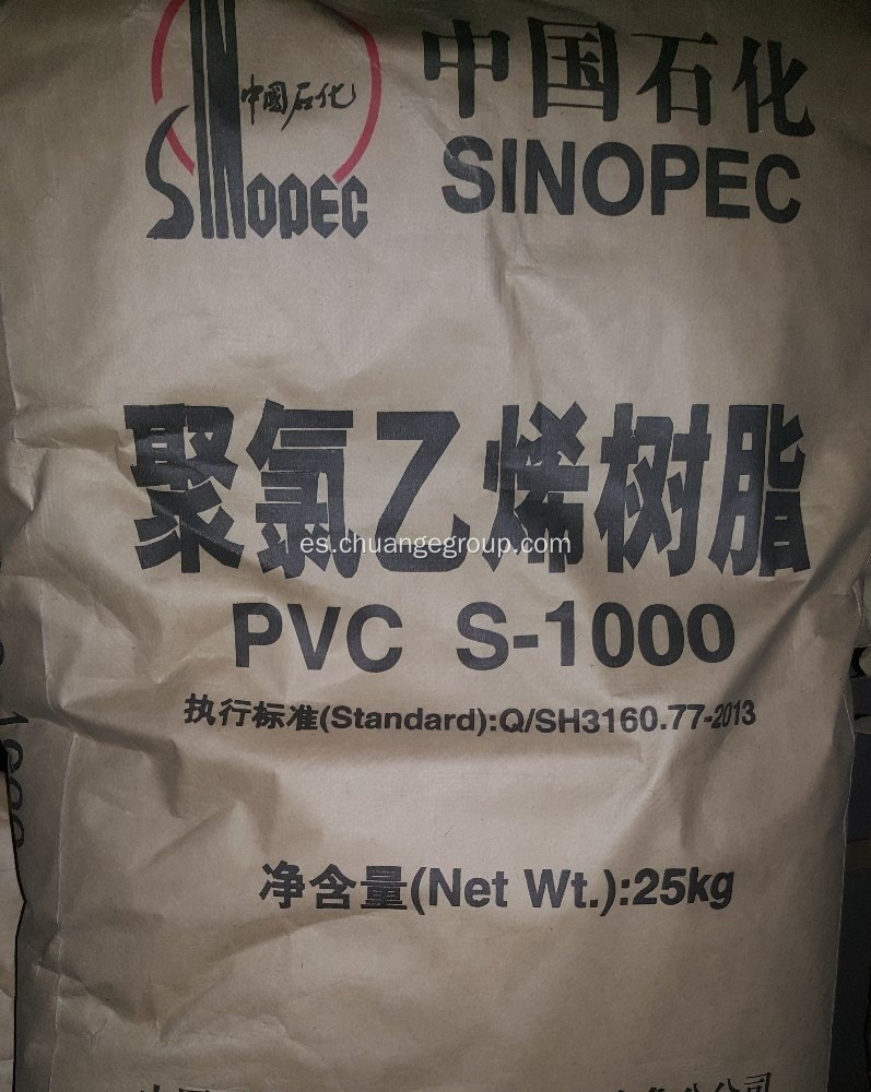 Resina de PVC de cloruro de polivinilo marca Sinopec S-1000