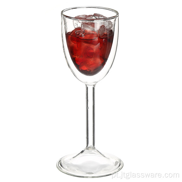 Copo de vidro de vinho transparente de parede dupla