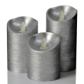 Silver Flickering Dancing Flame Led Pilar Velas Sem Chama