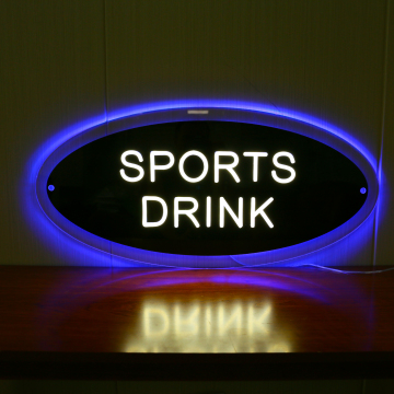 Blue Illuminated Round Business Sign: LED Lighting for Logo and Billboard Displays