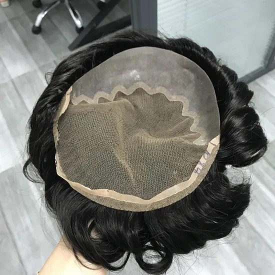 Lace Swiss /French Lace Bleached knots Toupee Men Q6 100% Human Hair Products Lace Swiss Hair Piece Toupee For Men