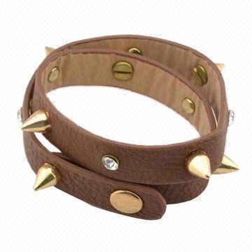Spike rivet Design/extraordinary European essential PU leather bracelets, OEM/ODM orders are welcome