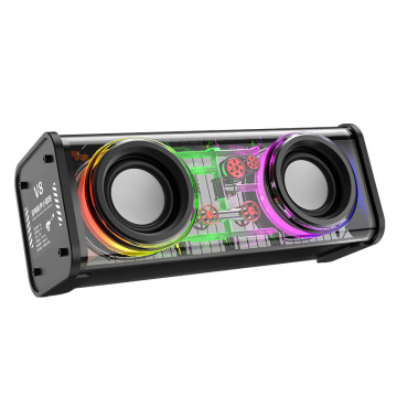 V8 Transparent Mecha Double Sound Small Steel Cannon Speaker