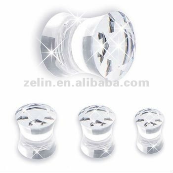 Clear glass shine organic ear plug body piercing jewelry