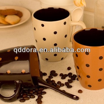 polka dot ceramic mug,colorful ceramic coffee mugs,sublimation mug with spoon