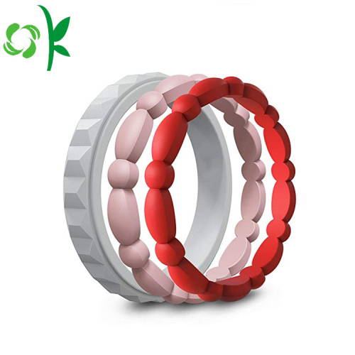 Reka bentuk terbaru manik berwarna-warni cincin jari silikon yang unik