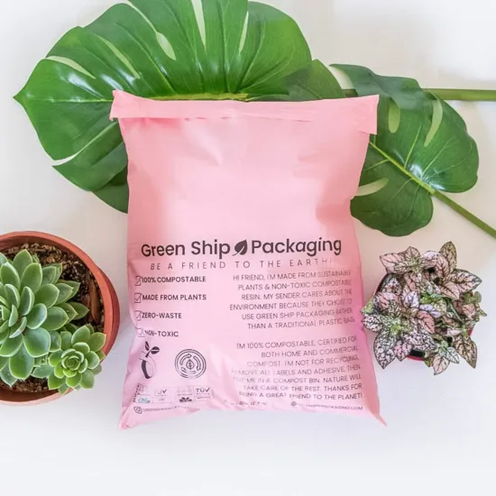 Custom 12x15 Biodegradable Pink Compostable Shipping Bag