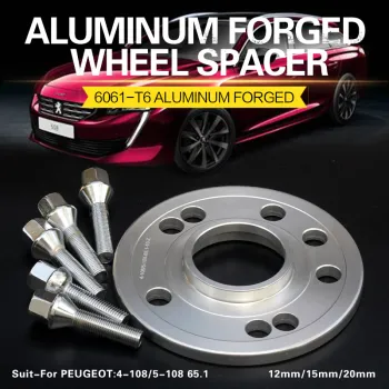 2/4Pieces 12/15/20mm Wheel Spacers Adapters 4x108/5x108 65.1mm for Peugeot 206/207/208/301/307/308/3008/407/408/508/4008/5008
