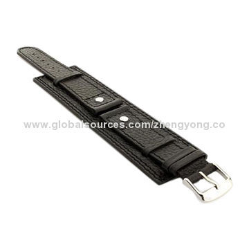 Black Plain Leather Watch Strap Band, OEM/ODM Services Provided