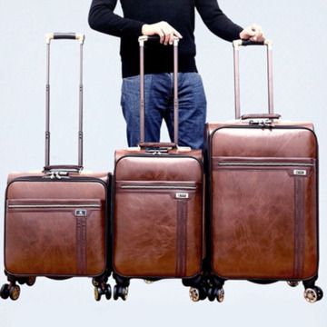 New design trolley  travelling luggage pu leather luggage set