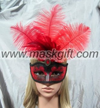 face mask beauty style red&black glitter addition mask to masquerade dance costume
