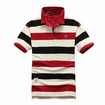 100% Cotton Men's Yarn Dyed Striped Polo Shirts