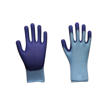 PU Series Blue Purple Polyester Lining Palm Gloves