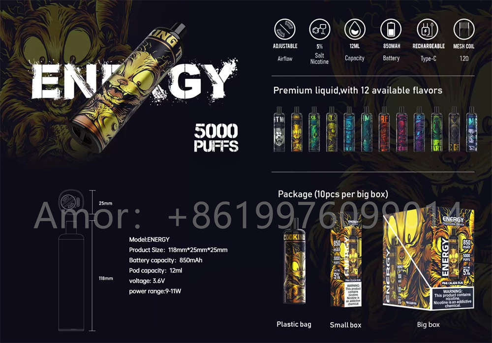 Năng lượng Vape 5000puffs có thể sạc lại